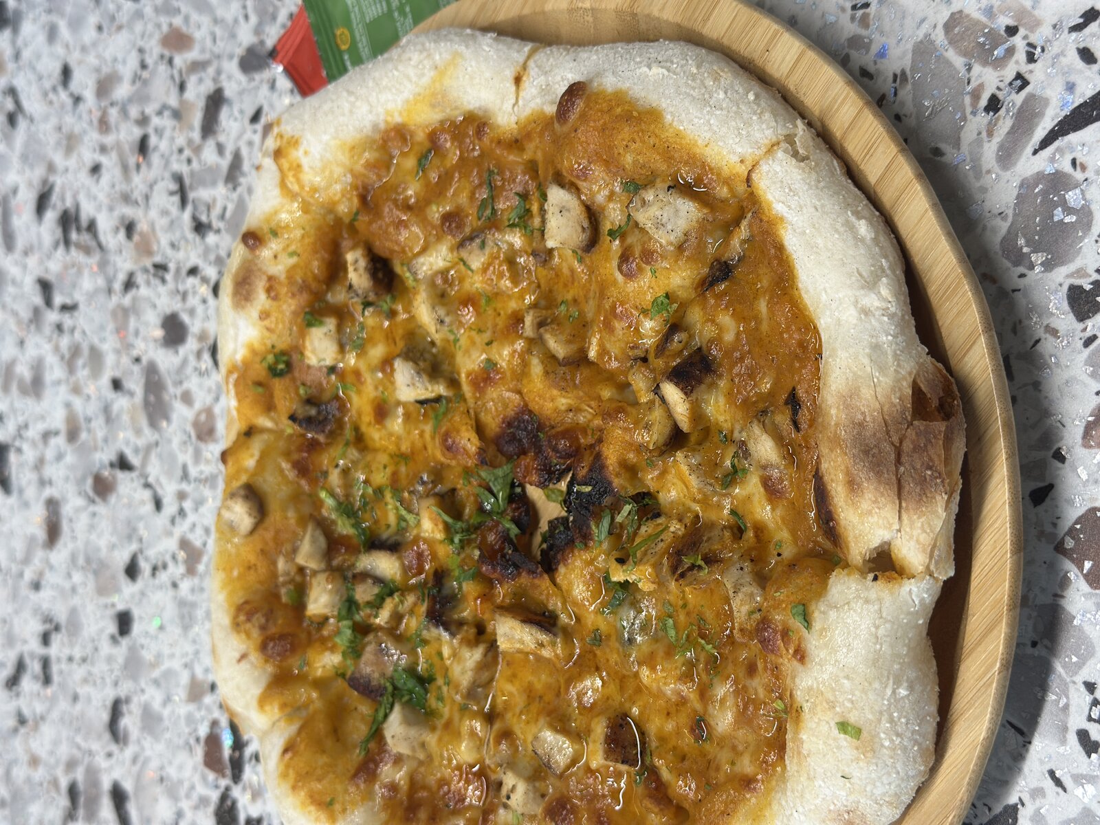 Fresh pizza at cafe AMOUR